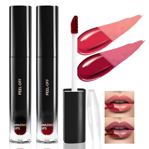Prreal 2 Colors Peel Off Lip Liner Stain Set, Tattoo Color Lip Tint Stain, Long Lasting and Waterproof Lip Stain Peel off Lip Makeup,Peel Off Lip Liner with Natural Matte Finish，02+05 von Prreal