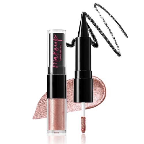 Prreal 2 in 1 Black Eyeliner Pen Gel & Liquid Eyeshadow,Matte Eyeliner Pencil Waterproof,Shimmering Eyeshadow Highly Pigmented Eye Make Up,(03 Pink) von Prreal