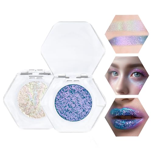 Prreal 2PCS Chameleon Eyeshadow Glitter,Glitter Shimmer Eyeshadow, Multichrome Glitter Highlighter Eyeshadow,Highly Pigmented Metallic Eyeshadow Palette,Long-lasting Eyeshadow Makeup Gift(01+03) von Prreal