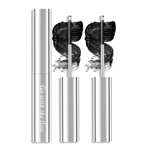 Prreal 2PCS Metal Mascara, 6D Curling Eyelash Iron Metal Wand Mascara Long Lasting, Non-Clumping Flake Proof Bristle Less Prime Lash Mascaras, Smudge Proof Black Mascaras Long Lashes von Prreal