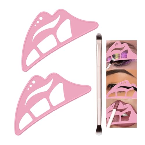 Prreal 2Pcs Eyetour Eyeshadow Tool, Reusable Eyeshadow Stencil for Smoky Eye Shadow, Silicone Eyeliner Stencil Eye Makeup Aid, Face Makeup Stencils Set with Eyeshadow Brush- Pink Prreal 2Pcs Eyetour Eyeshadow Tool, Reusable Eyeshadow Stencil for Smoky Eye Shadow, Silicone Eyeliner Stencil Eye Makeup Aid, Face Makeup Stencils Set with Eyeshadow Brush- Pink von Prreal