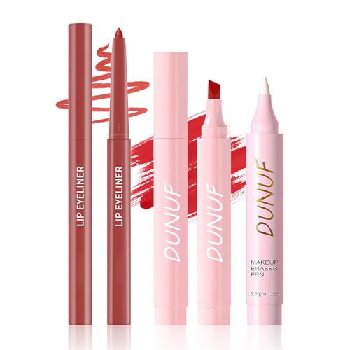 Prreal 3 Piece Matte Lip Liner Set, Waterproof Lip Liner Pencil, Permanent Lip Marker, and Lip Remover, Highly Pigmented Tattoo Lip Stain Lip Liner Pencil Set, Professional Lipstick Makeup,Set A von Prreal
