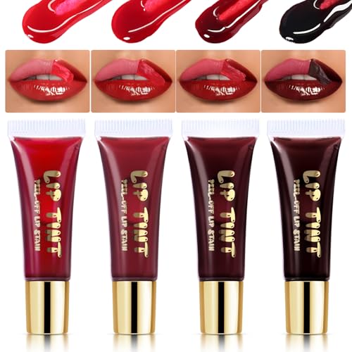 Prreal 4 Colors Peel Off Lip Stain Set, Non-sticky, Transfer-proof Tattoo Lip Tint Stain, Waterproof and Long-lasting Peel Off Lip Tint, Lip Gloss Peel Off with Matte Finish von Prreal