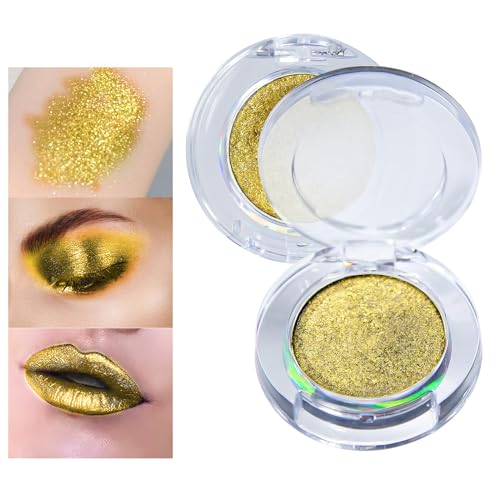 Prreal Chameleon Eyeshadow Glitter, Multichrome Glitter Eyeshadow, Shimmer Highlighter Eyeshadow, Highly Pigmented Metallic Eyeshadow Palette, Long-lasting Eyeshadow Makeup Gift for Women(02 Gold) von Prreal