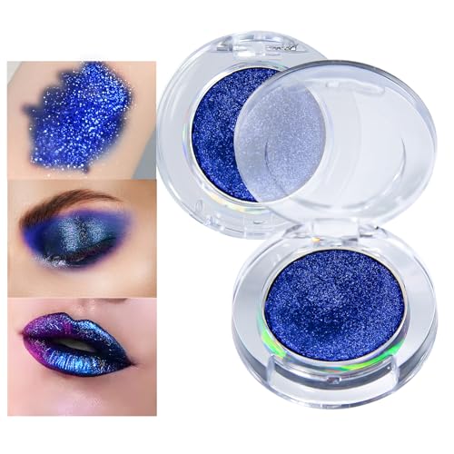 Prreal Chameleon Eyeshadow Glitter, Multichrome Glitter Eyeshadow, Shimmer Highlighter Eyeshadow, Highly Pigmented Metallic Eyeshadow Palette, Long-lasting Eyeshadow Makeup Gift for Women(05 Blue) von Prreal