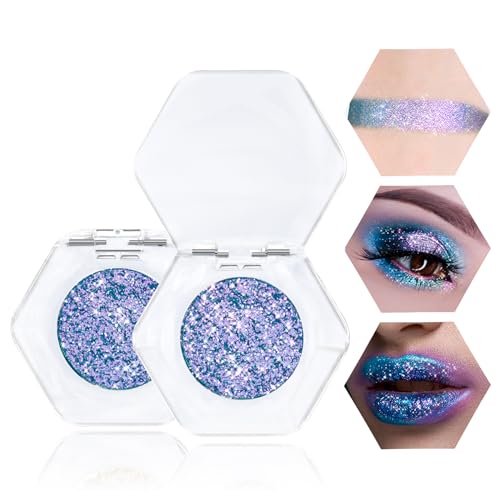 Prreal Chameleon Glitter Highlighter - Multichrome Metallic Lidschatten-Palette, Hochpigmentiert, Langanhaltend - Schimmer-Make-up Geschenk (03 Blau) von Prreal
