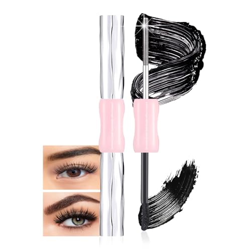 Prreal Double-end Metal Mascara, Iron Wand Mascara Waterproof, 3D Curling Eyelash Mascaras Brushless Brush Washable, Smudge Proof, Non-Clumping, Long Eyelashes Iron Eye Makeup, Black von Prreal
