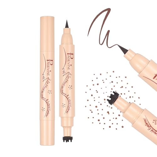 Prreal Eyeliner Freckle Pen, 2 in 1 Freckle Stamp and Liquid Eyeliner Waterproof, Natural Lifelike Freckles Makeup, Soft Dot Pen Faux Freckles Makeup, Dark Brown von Prreal