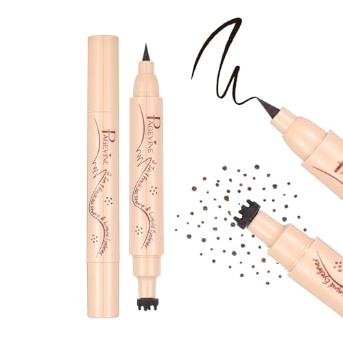 Prreal Eyeliner Freckle Pen, 2 in 1 Freckle Stamp and Liquid Eyeliner Waterproof, Natural Lifelike Freckles Makeup, Soft Dot Pen Faux Freckles Makeup, Espresso von Prreal