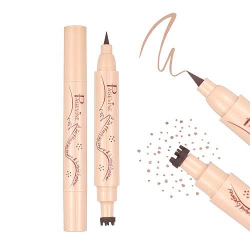 Prreal Eyeliner Freckle Pen, 2 in 1 Freckle Stamp and Liquid Eyeliner Waterproof, Natural Lifelike Freckles Makeup, Soft Dot Pen Faux Freckles Makeup, Light Brown von Prreal