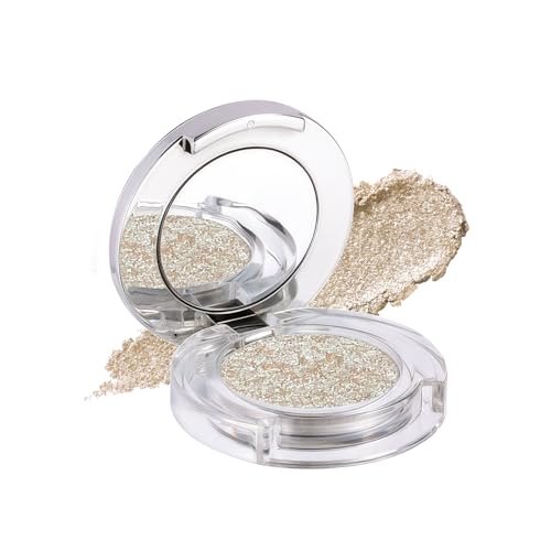 Prreal Glitter Eyeshadow, Shimmering Eyeshadow Pearl, Waterproof Eyeshadow Palette, High Pigment Multichrome Eyeshadow Powder Highlighter, Metallic Highlight Eyeshadow Mono Eye Makeup,Gold von Prreal