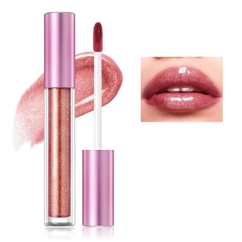 Prreal Glitter Lip Gloss, Shine Diamond Liquid Lipstick, Pearl Shine Lip Plumper Gloss, Non-Sticky Long Lasting Lip Glaze Lip Tinted, Chameleon Laser Lip Eyeshadow Face Makeup Cosmetics,#05 Pink von Prreal