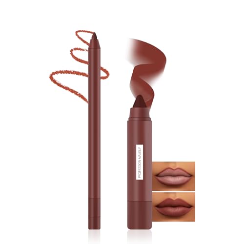 Prreal Lip Liner Pencil and Crayon Lipstick Set, 2 in 1 Matte Lip Liner and Lipstick Combo, Waterproof, Long-lasting, High Pigmented Lip Makeup Kits for Women (03 Chestnut Brown) von Prreal