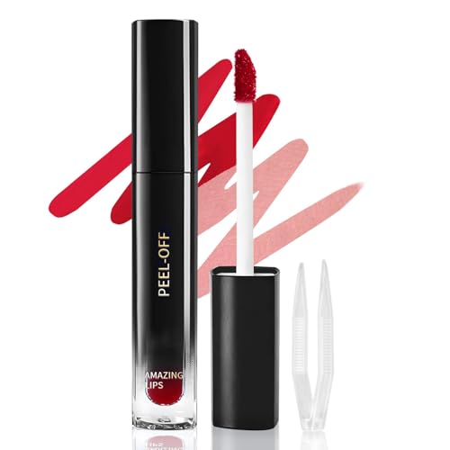 Prreal Peel off Lip Stain and Lip Liner, Tattoo Color Lip Tint, Long Wear, Waterproof Lip Tint Stain with Tweezers, Lip Stain Peel off with Matte Finish Lip Makeup(02 Pink) von Prreal