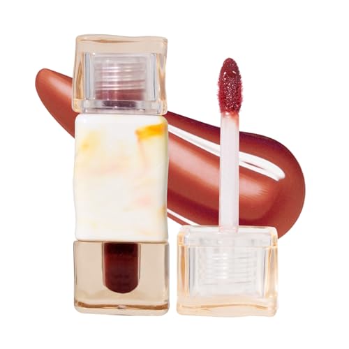 Prreal Plumping Lip Gloss, Non-sticky Lip Plumper, Hydrating Mirror Lip Glow Oil with Brush Head, Long Lasting Smooth Lip Tinted Liquid Lipstick (02 Reddish Brown) von Prreal