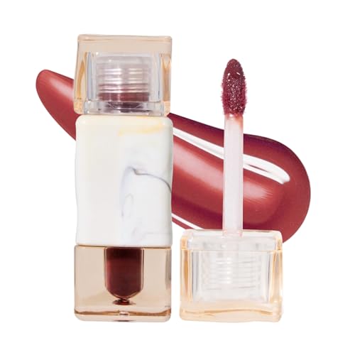 Prreal Plumping Lip Gloss, Non-sticky Lip Plumper, Hydrating Mirror Lip Glow Oil with Brush Head, Long Lasting Smooth Lip Tinted Liquid Lipstick (05 Rose) von Prreal