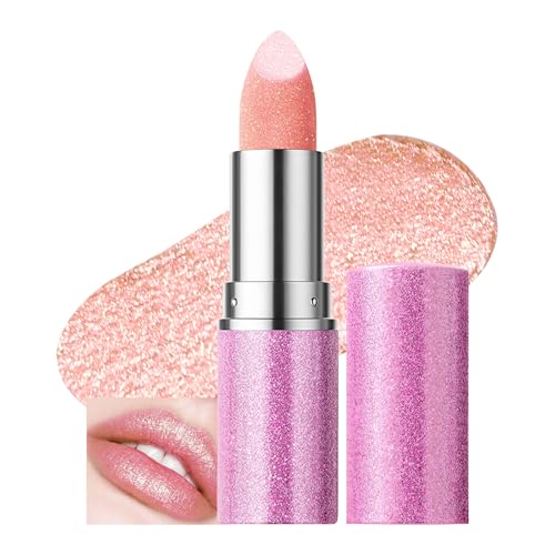 Prreal Sparkling Lipstick Moisturising,Glitter Lipstick Long-Lasting Waterproof,Metallic Not Stick Cup Chameleon Shine Lip Balm Makeup, 02 Pink von Prreal