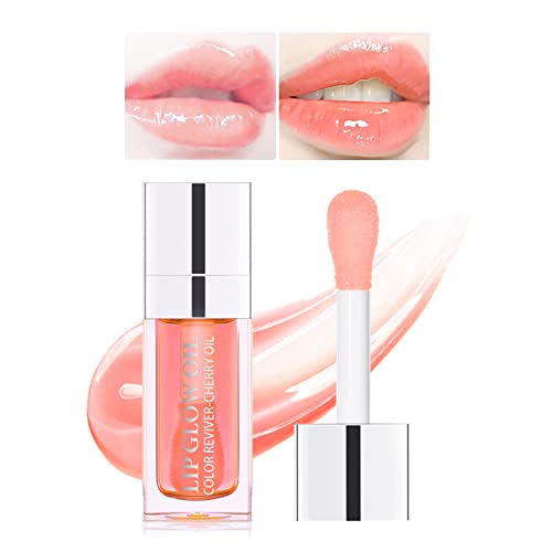 Prreal Tinted Lip Oil Plumping Lip Gloss, Hydrating Lip Glow Oil Lip Care Moisturizing Clear Toot Lip Oil for Dry Lips, Nourishing Water Glossy Glass Lip Oil Gloss Non-Sticky Shine Lip Tint (Pink) von Prreal