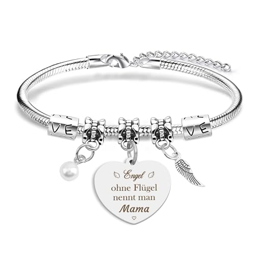Prrivnix Muttertagsarmband Armband für Mama Geschenk zum Muttertag, Geburtstag, Valentinstag, Hochzeitstag, Weiß, Bangle, Edelstahl, 20cm, 7.87 inches von Prrivnix