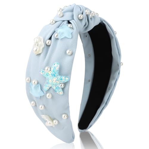 Pruadeor Blau Breit Haarreifen Damen Seestern Knoten Haarband für Frauen Meerjungfrau Haar-Accessoires Pruadeor Blau Breit Haarreifen Damen Seestern Knoten Haarband für Frauen Meerjungfrau Haar-Accessoires von Pruadeor