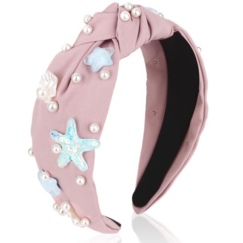 Pruadeor Rosa Breit Haarreifen Damen Seestern Knoten Haarband für Frauen Meerjungfrau Haar-Accessoires Pruadeor Rosa Breit Haarreifen Damen Seestern Knoten Haarband für Frauen Meerjungfrau Haar-Accessoires von Pruadeor