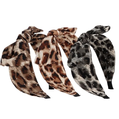 3er-Set Leopardenmuster-Haarreifen mit Schleife von Pruadeor