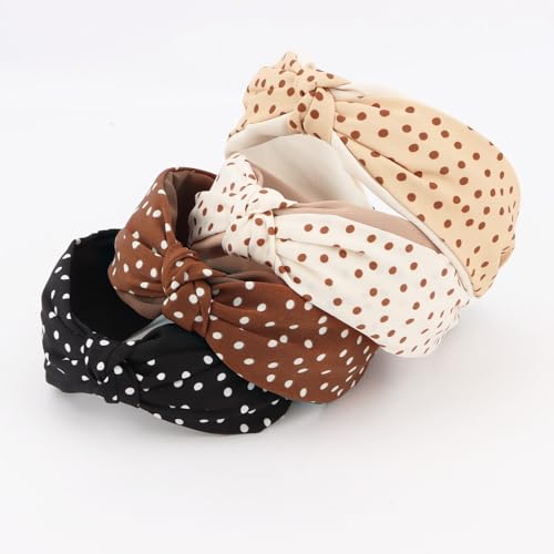 Pruadeor 4 Stück Haarreifen Damen Modisch Tupfelmuster Haarband für Frauen Haar-Accessoires von Pruadeor