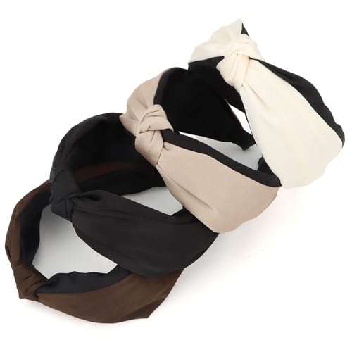 Pruadeor 4 Stück Breit Haarreifen Damen Modisch Knoten Haarband für Frauen Haar-Accessoires von Pruadeor