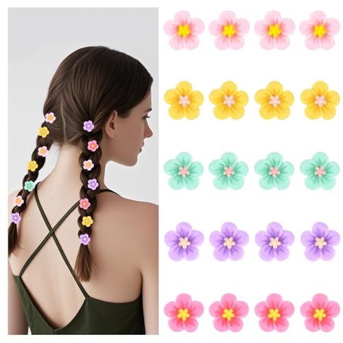 Pruadeor 20PCS Bunte Mini Blumen Haarklammern, Haarspangen Mädchen, Haarklammer Klein, Damen & Kinder Haaraccessoires von Pruadeor