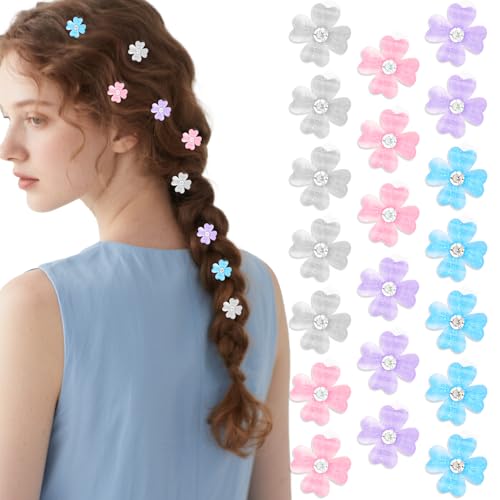 Pruadeor 20PCS Mini Blumen Haarklammern, bunte Haarspangen Mädchen, haarklammer klein mit Strass, Blumen - Haaraccessoires von Pruadeor