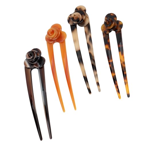 Pruadeor 4 Stück Rosen Haarnadeln Haarspangen für Damen French Haarklammer Hair Clip Vintage Haarschmuck von Pruadeor