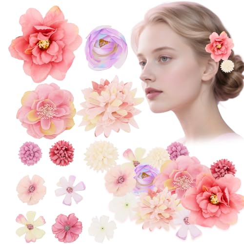 Pruadeor Lila-Pink Blumen Haarspangen Damen Set - Romantische Haarspangen für liebliche Frisuren von Pruadeor