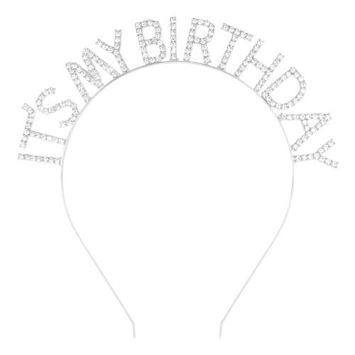 Pruadeor Geburtstagskrone Mädchen Stirnband, Krone Prinzessin Bling Strass Haarband, Happy Birthday Kopfschmuck für Frauen Mädchen Party von Pruadeor