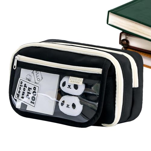 Pruojhw Organizer für Schreibwaren, Bleistifte für Mädchen, Panda, Bleistift-Organizer, Tasche | multifunktionale Bleistiftbox für Grundschule, Hochschule, Schule, Schwarz , Se référer au descriptif von Pruojhw