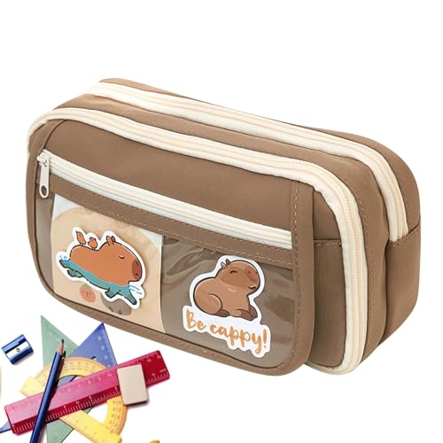 Pruojhw Organizer für Schreibwaren, Bleistifte für Mädchen, Panda, Bleistift-Organizer, Tasche | multifunktionale Bleistiftbox für Grundschule, Hochschule, Schule, coffee, Se référer au descriptif von Pruojhw