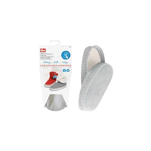 Prym 975304 Ledersohlen Haus-Hüttenschuhe Gr. 30-32, Leather, grau, 23 x 11 x 3 cm von Prym