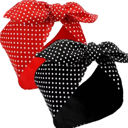 2 Stück Vintage Kopftuch für Frauen – Draht-Stirnband mit Schleife und Hasenohr-Design, Retro-Stirnbänder im 1940er-Jahre-Stil für Haarstyling. Für Damen und Mädchen, Haar-Accessoires, Bandanas von Pryon