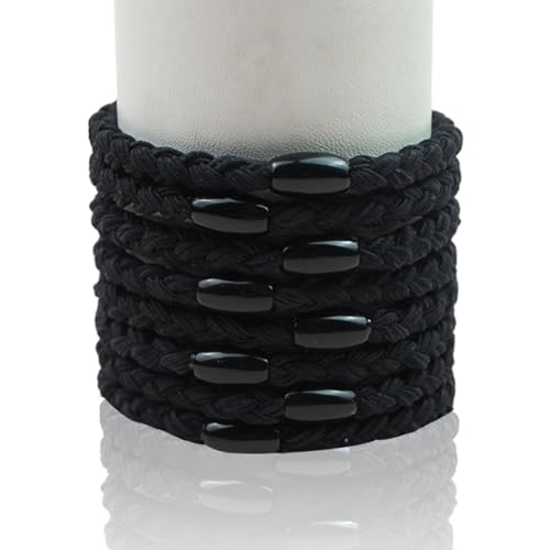 Elastische Haargummis für Damen und Mädchen, weiche Baumwoll-Haarbänder, gewebte Pferdeschwanz-Halter für dickes Haar, lockiges Haar und tägliches Styling, bequeme schwarze Haargummis für den ganzen von Pryon