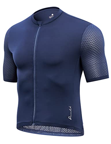 Przewalski Herren Pro Team Fahrradtrikot Kurzarm Fahrrad Shirts Fahrrad Tops für Rennrad und Kies Radfahren, Blau, L von Przewalski