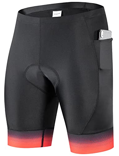 Przewalski Herren Radhose 4D Gepolsterte Fahrradhose Fahrradhose Fahrradhose mit 2 Handytaschen, Schwarz + Orange, XX-Large von Przewalski