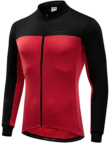 Przewalski Herren Radtrikot Winter Langarm Fleece Bike Jacke Fahrrad Shirt, Rot/Ausflug, einfarbig (Getaway Solids), XL von Przewalski