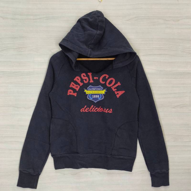90Er Jahre Pepsi Hoodie Vintage Cola Sweatshirt Pullover Schwarz Damen Größe S von PsVintageStore