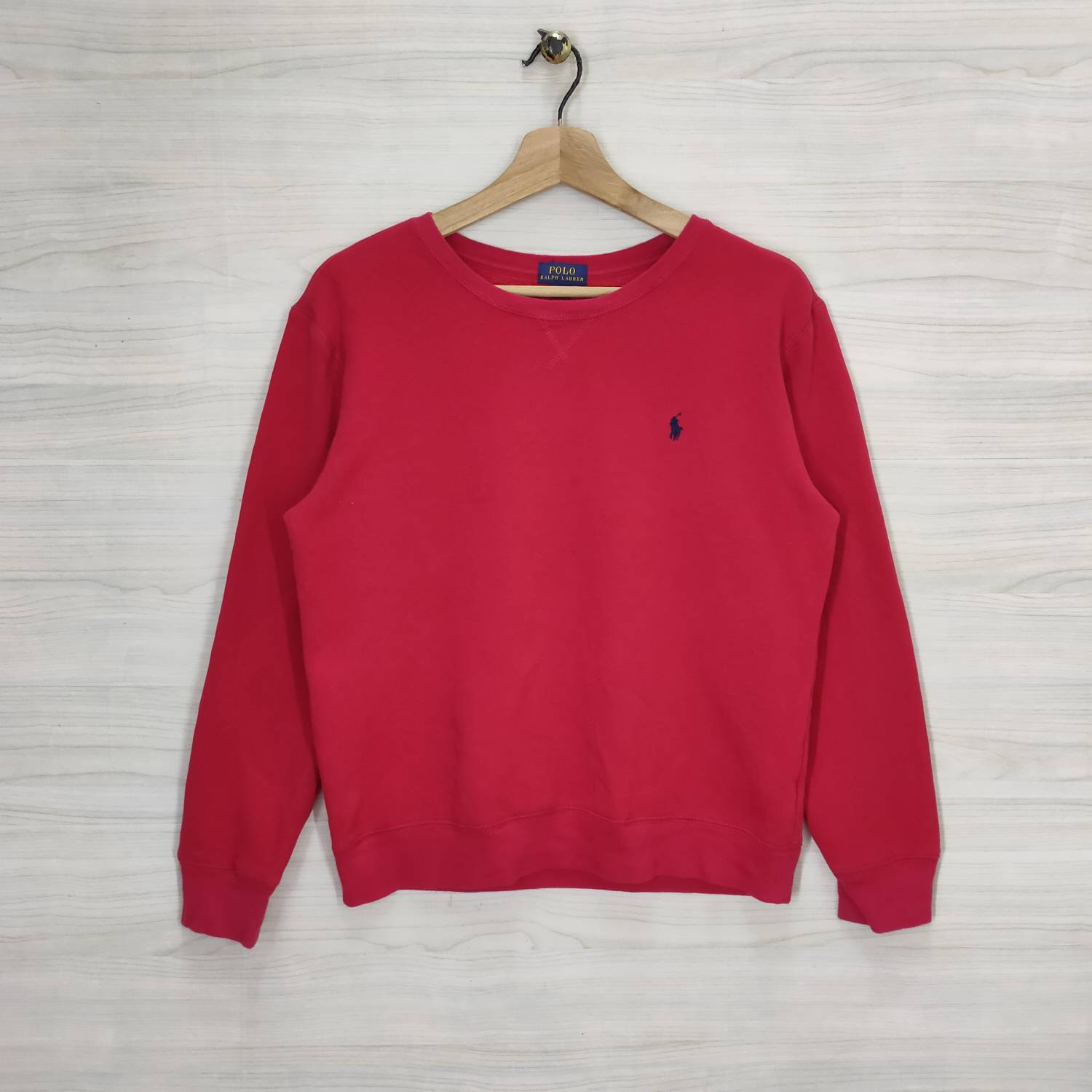 90Er Jahre Polo Ralph Lauren Pullover Vintage Pony Rot Gr.m von PsVintageStore