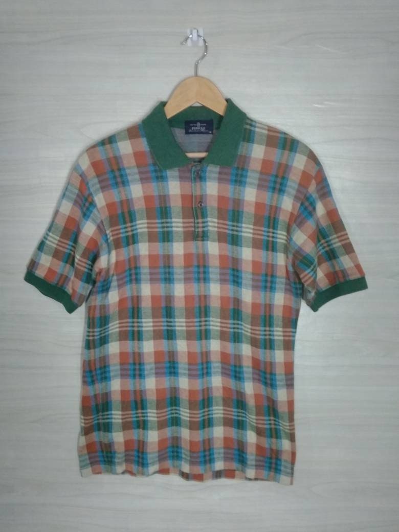 90Er Jahre Poloshirt Medium Vintage Persohle Exzellenter Mode Kragen Kurzarm Klassisch Kariert Gr. M von PsVintageStore