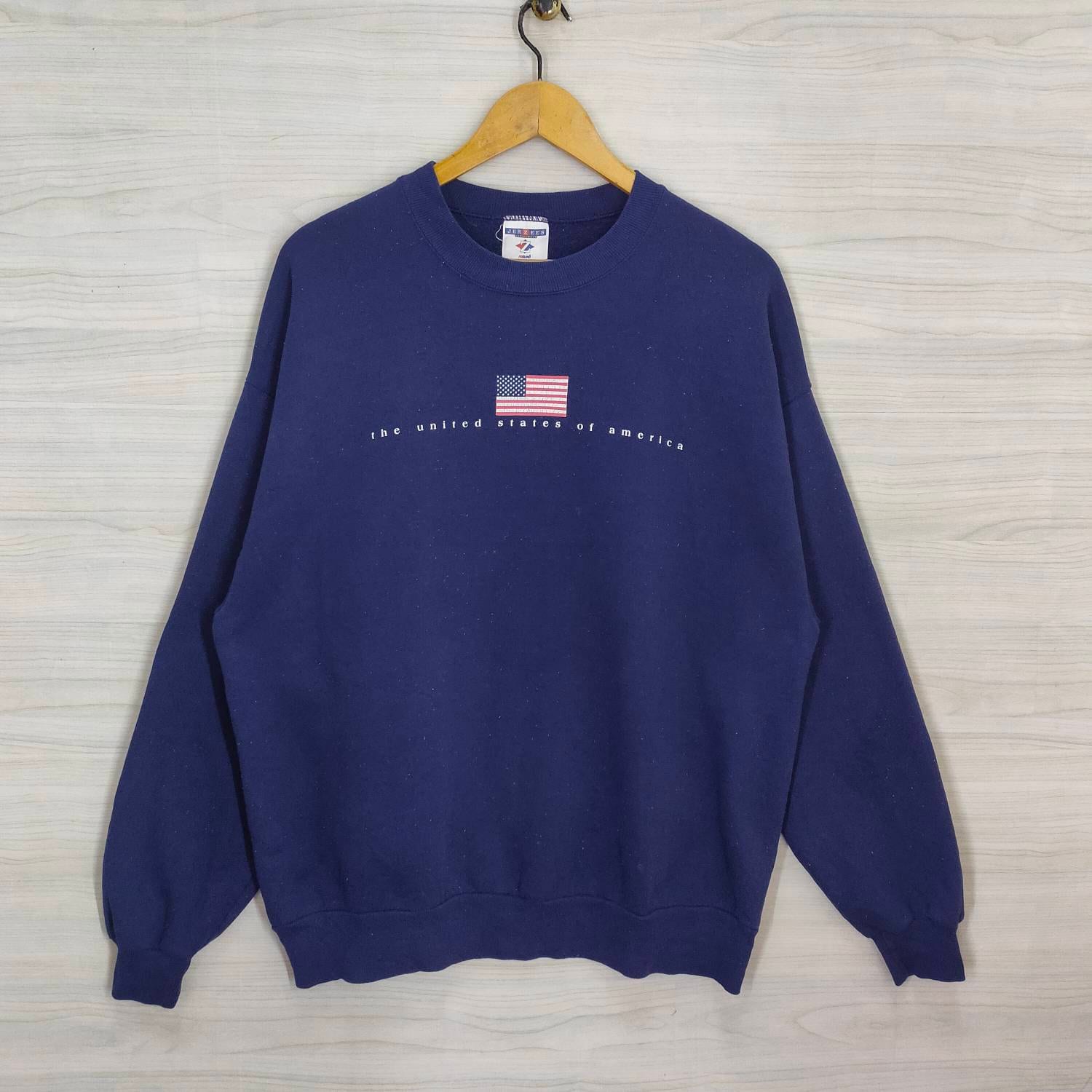 90Er Jahre Usa Rundhals-Sweatshirt Vintage Jerzees Pullover Marineblau Damen Größe 44 von PsVintageStore