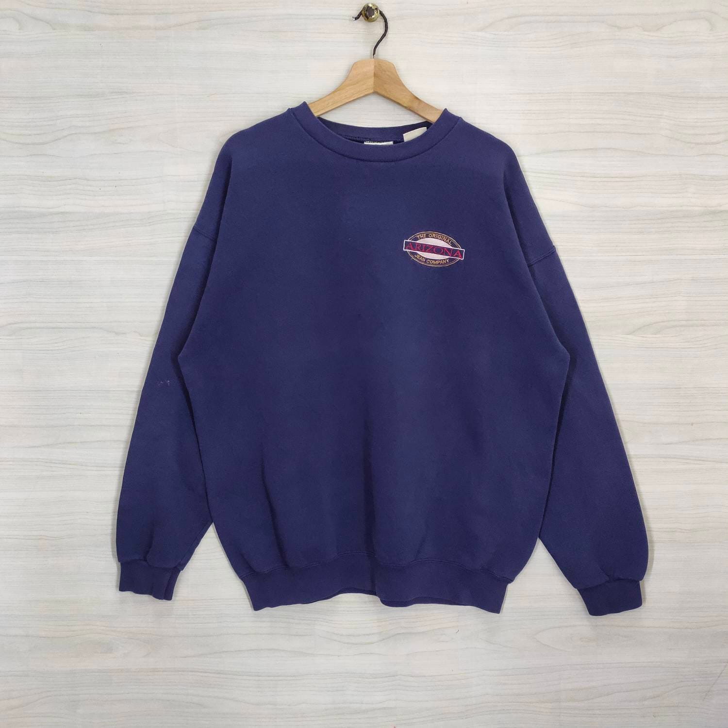 Arizona Jean Company Crewneck Sweatshirt Vintage Pullover Stickerei Baggy Made in Usa Navy Blau Damen Größe Xl von PsVintageStore