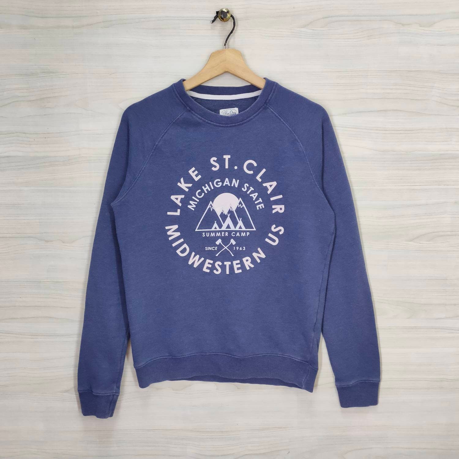 Lake St. Clair Raglan Sweatshirt Kleine Vintage Gibeon Zustand Pullover Marine Blau Herren Größe S von PsVintageStore