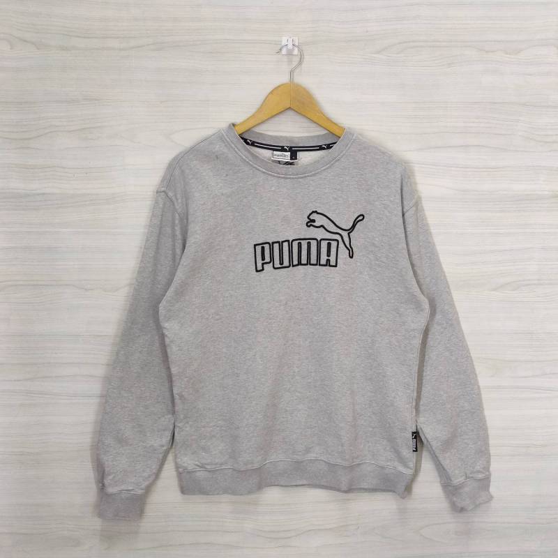 Puma Crewneck Small Vintage Stickerei Sweatshirt Pullover Sportkleidung Grau Herren Größe S von PsVintageStore