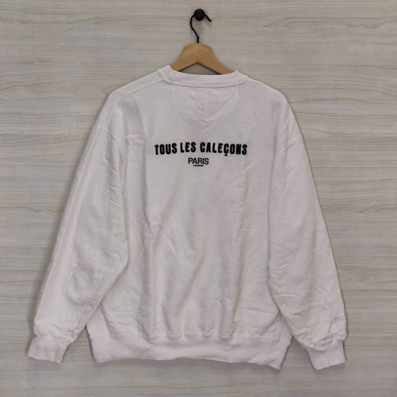 Tous Les Calecons Sweatshirt Große Vintage 90Er Jahre Paris Pullover Rundhals Weiß Herren Größe L von PsVintageStore