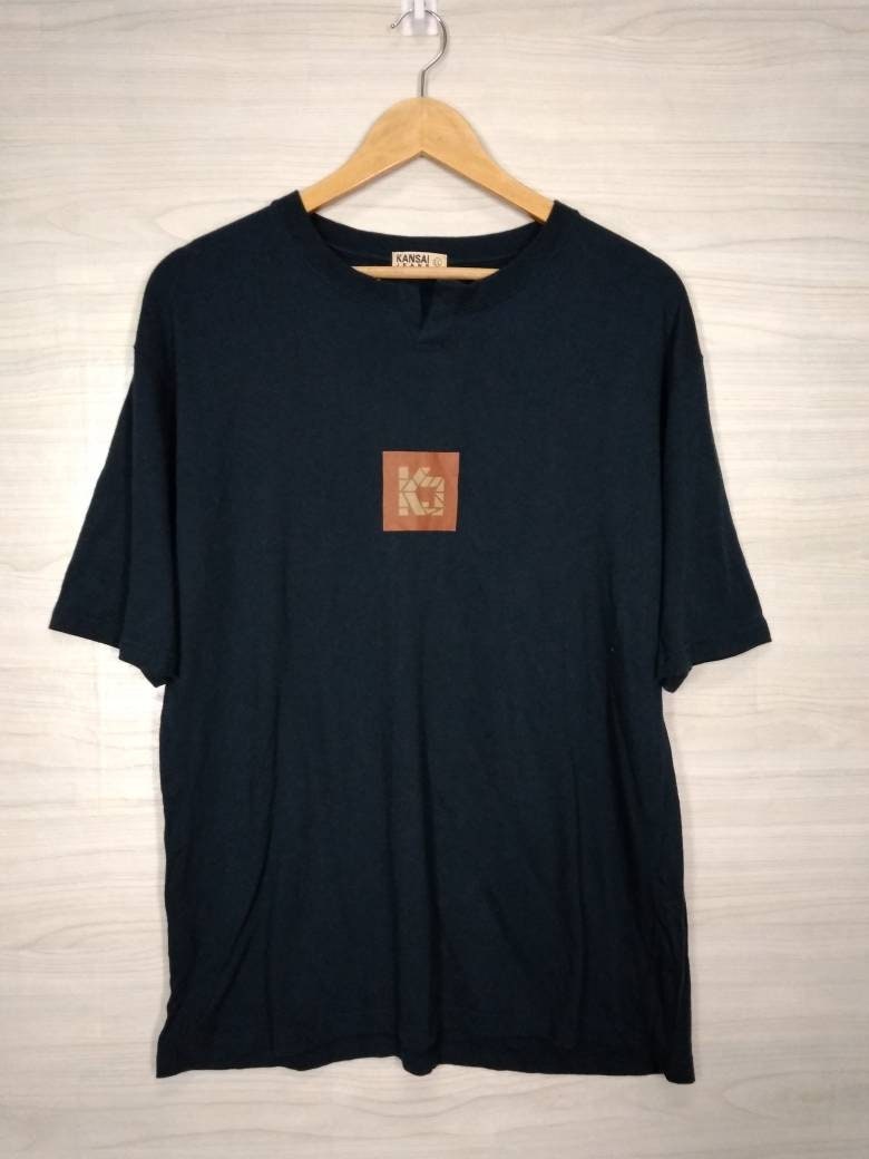 Vintage Kansai Jeans Kurzarm T-Shirt Box Logo Big Ll Größe von PsVintageStore